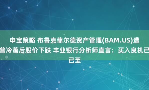 申宝策略 布鲁克菲尔德资产管理(BAM.US)遭标普冷落后股价下跌 丰业银行分析师直言：买入良机已至